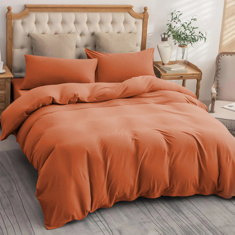 4 Piece Bedding Set Duvet Cover, Pillowcases & Fitted Sheet