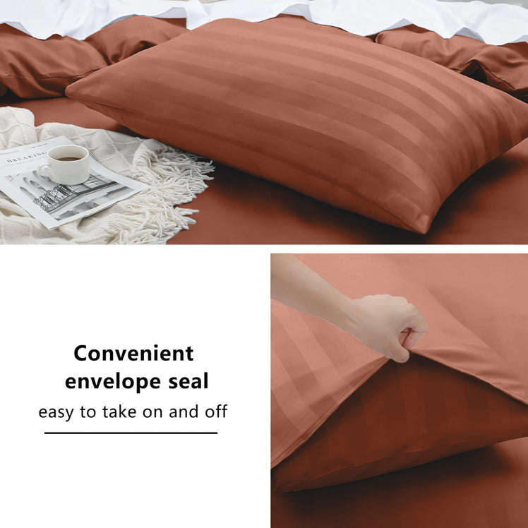 4 Piece Stripe Bedding Set - Duvet Cover, Fitted Sheet & Pillowcases