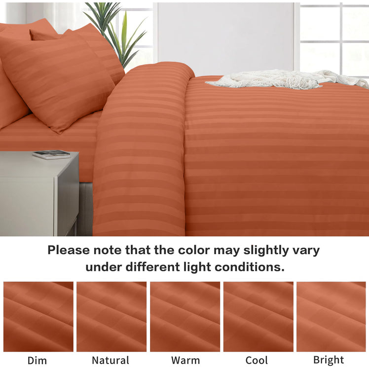 4 Piece Stripe Bedding Set - Duvet Cover, Fitted Sheet & Pillowcases