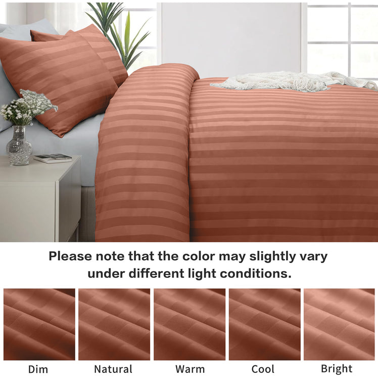 4 Piece Stripe Bedding Set - Duvet Cover, Fitted Sheet & Pillowcases