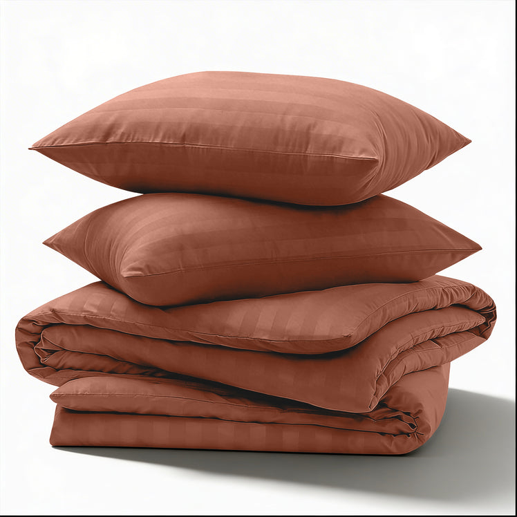4 Piece Stripe Bedding Set - Duvet Cover, Fitted Sheet & Pillowcases