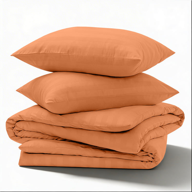 Rust Striped Bedding Duvet Cover Set