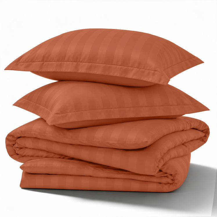 4 Piece Stripe Bedding Set - Duvet Cover, Fitted Sheet & Pillowcases