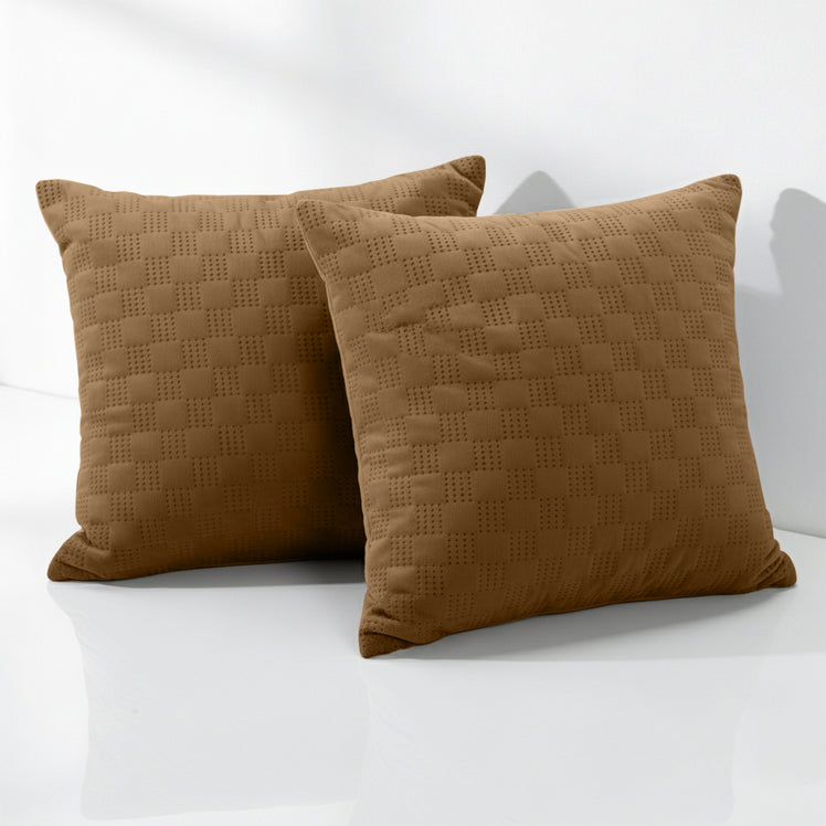 Check Embossed Velvet Cushion Cover