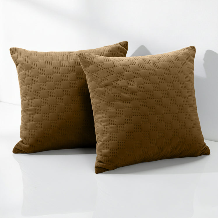 Check Embossed Velvet Cushion Cover