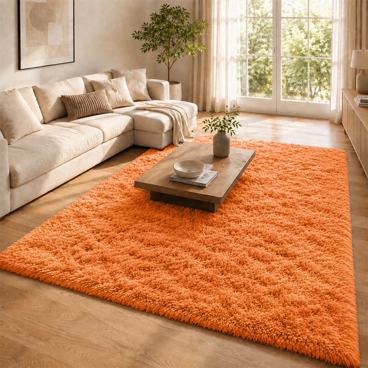 Fluffy Large Shaggy Rug Rust