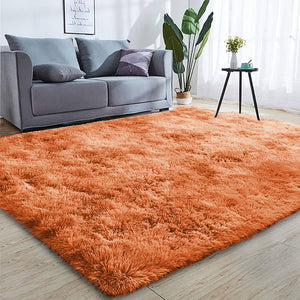 Rust Shaggy Rug Large Soft Fluffy Shag Pile