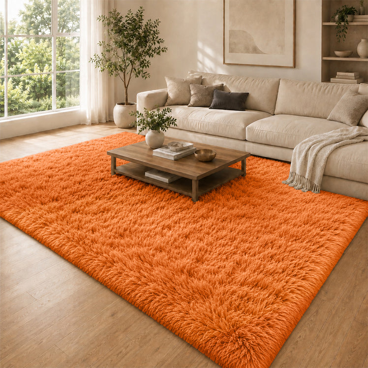 Fluffy Large Shaggy Rug Rust