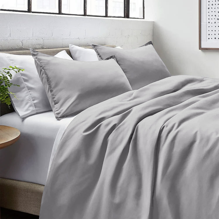 Silver Bedding Duvet Cover Set Plain