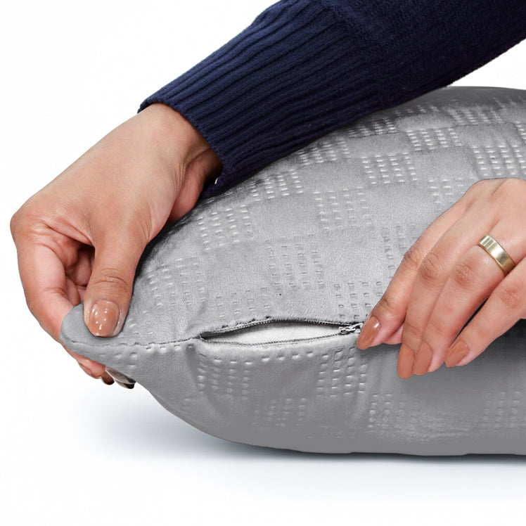 Check Embossed Velvet Cushion Cover
