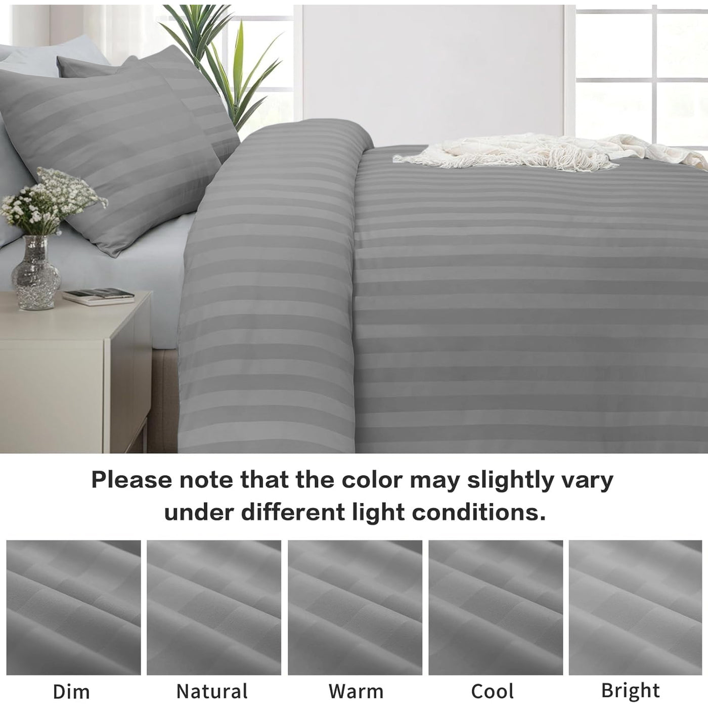 4 Piece Stripe Bedding Set - Duvet Cover, Fitted Sheet & Pillowcases