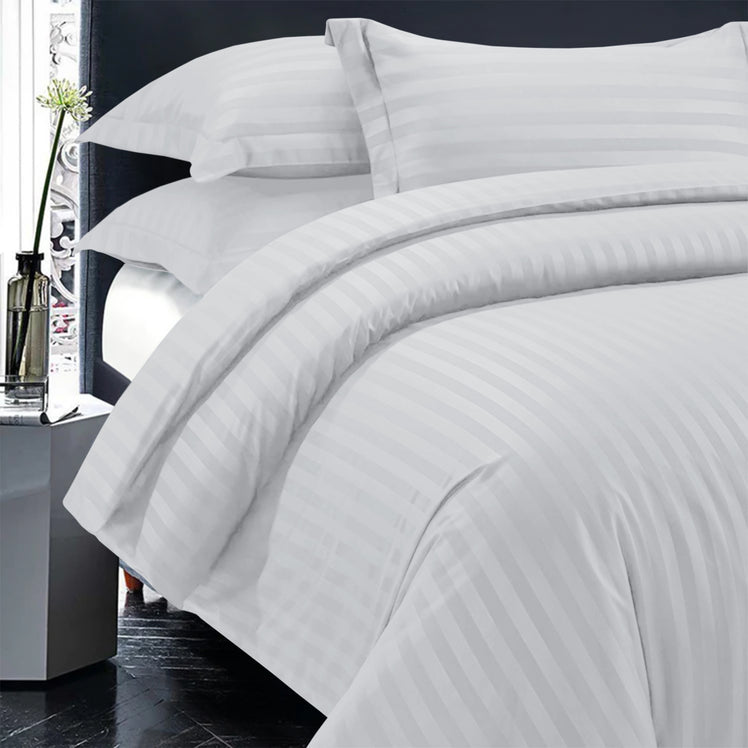 Silver Striped Bedding Duvet Cover Set