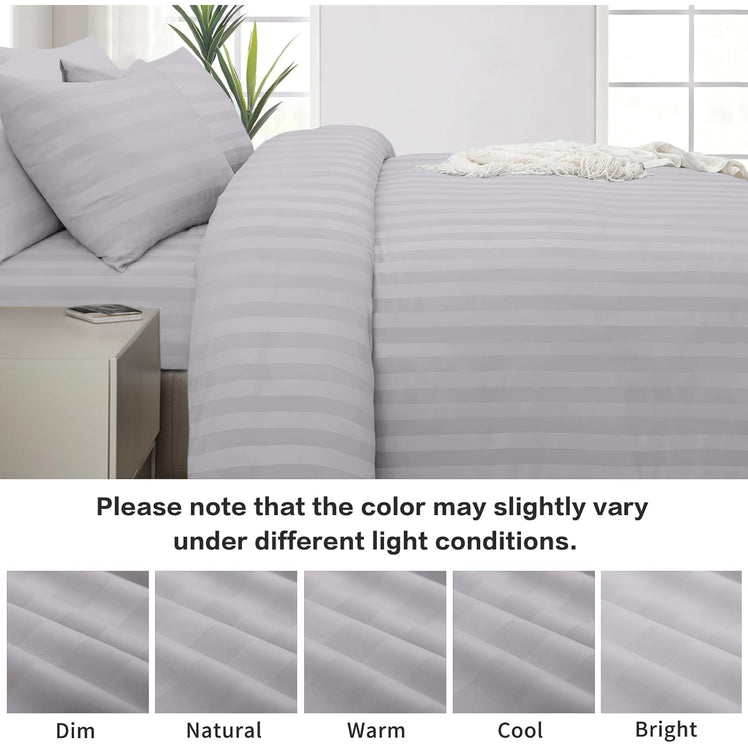 4 Piece Stripe Bedding Set - Duvet Cover, Fitted Sheet & Pillowcases