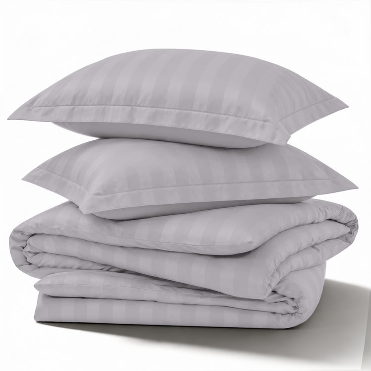 4 Piece Stripe Bedding Set - Duvet Cover, Fitted Sheet & Pillowcases