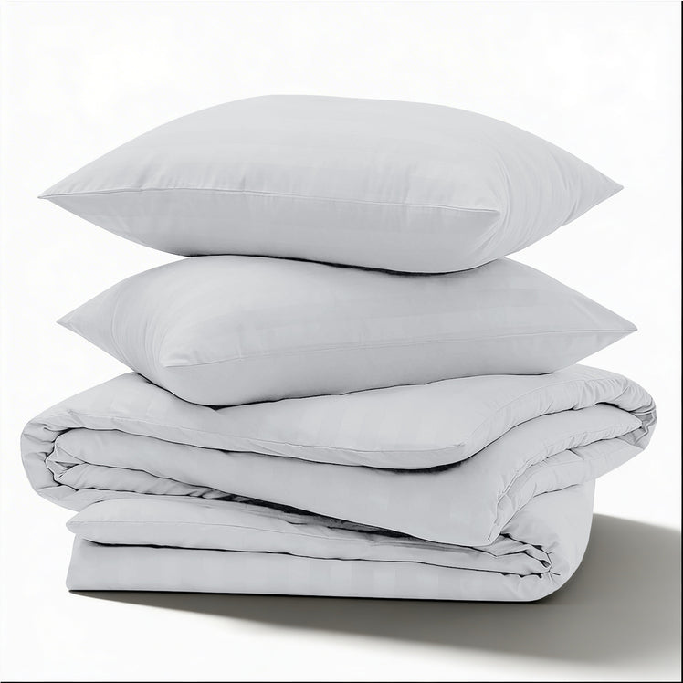 Silver Striped Bedding Duvet Cover Set