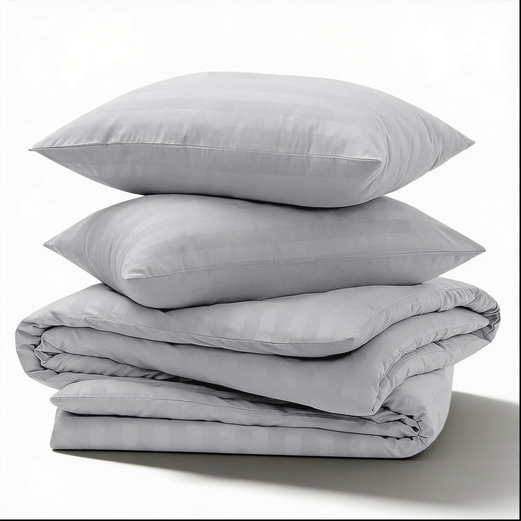 4 Piece Stripe Bedding Set - Duvet Cover, Fitted Sheet & Pillowcases