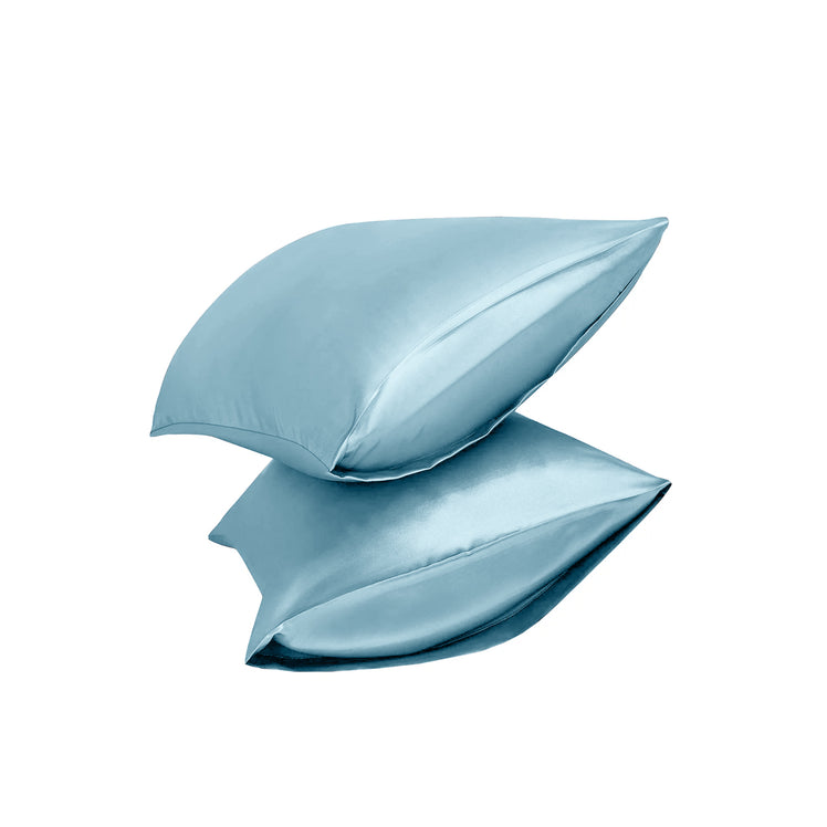 Sky Blue Satin Silk Pillowcases Pair