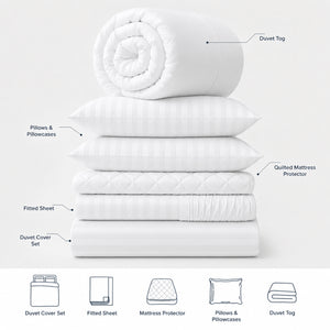 White Stripe Bedding Set Bundle - Hotel Collection Bed Linen