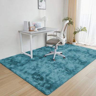 Tie Dye Teal Shaggy Rug