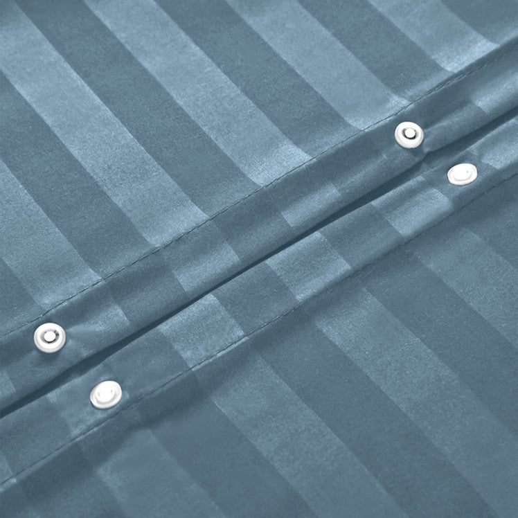 Washed Blue Striped Bedding Duvet Cover Set