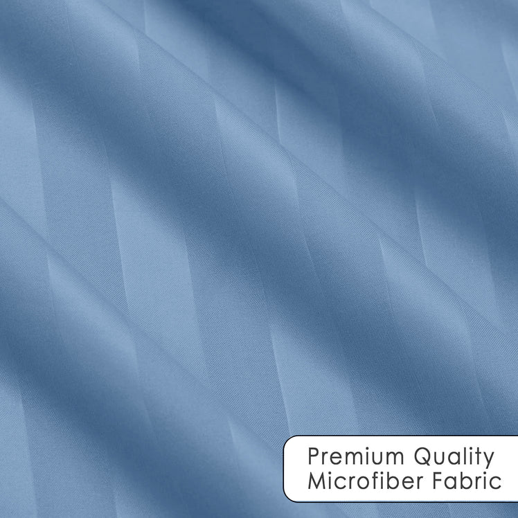 Washed Blue Striped Bedding Duvet Cover Set