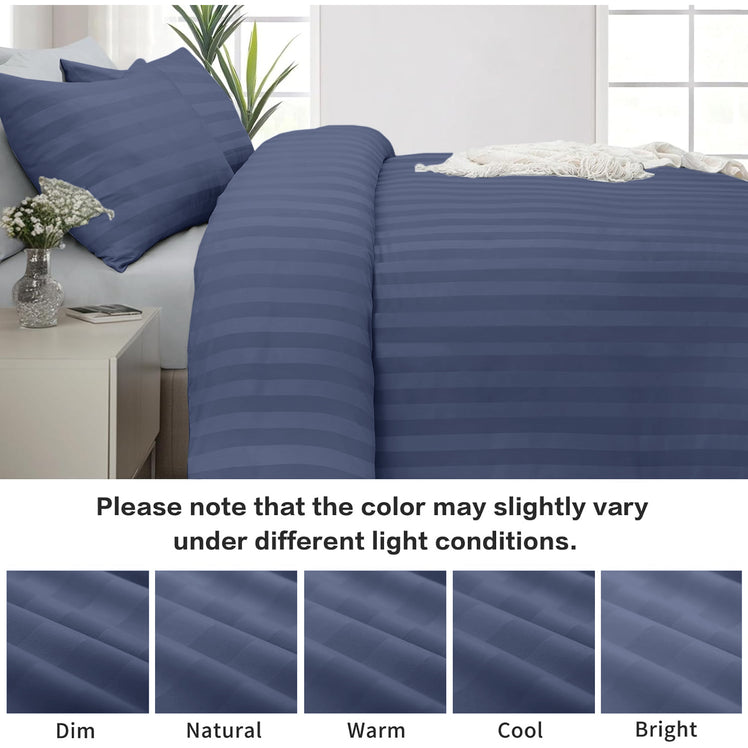 4 Piece Stripe Bedding Set - Duvet Cover, Fitted Sheet & Pillowcases