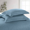 Washed Blue Striped Bedding Duvet Cover Set