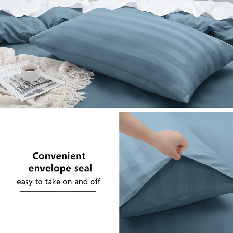 4 Piece Stripe Bedding Set - Duvet Cover, Fitted Sheet & Pillowcases