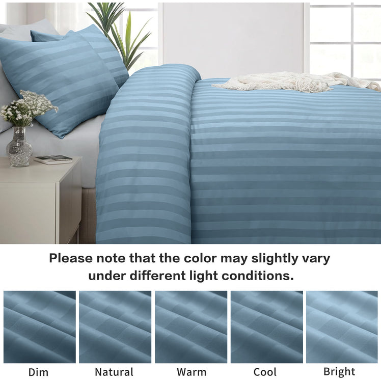 4 Piece Stripe Bedding Set - Duvet Cover, Fitted Sheet & Pillowcases