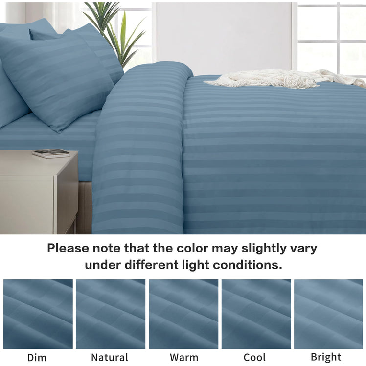 4 Piece Stripe Bedding Set - Duvet Cover, Fitted Sheet & Pillowcases
