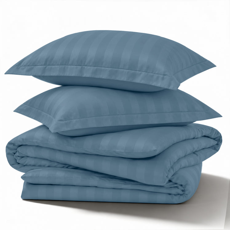 4 Piece Stripe Bedding Set - Duvet Cover, Fitted Sheet & Pillowcases