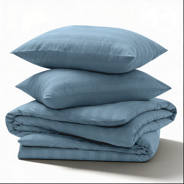 4 Piece Stripe Bedding Set - Duvet Cover, Fitted Sheet & Pillowcases