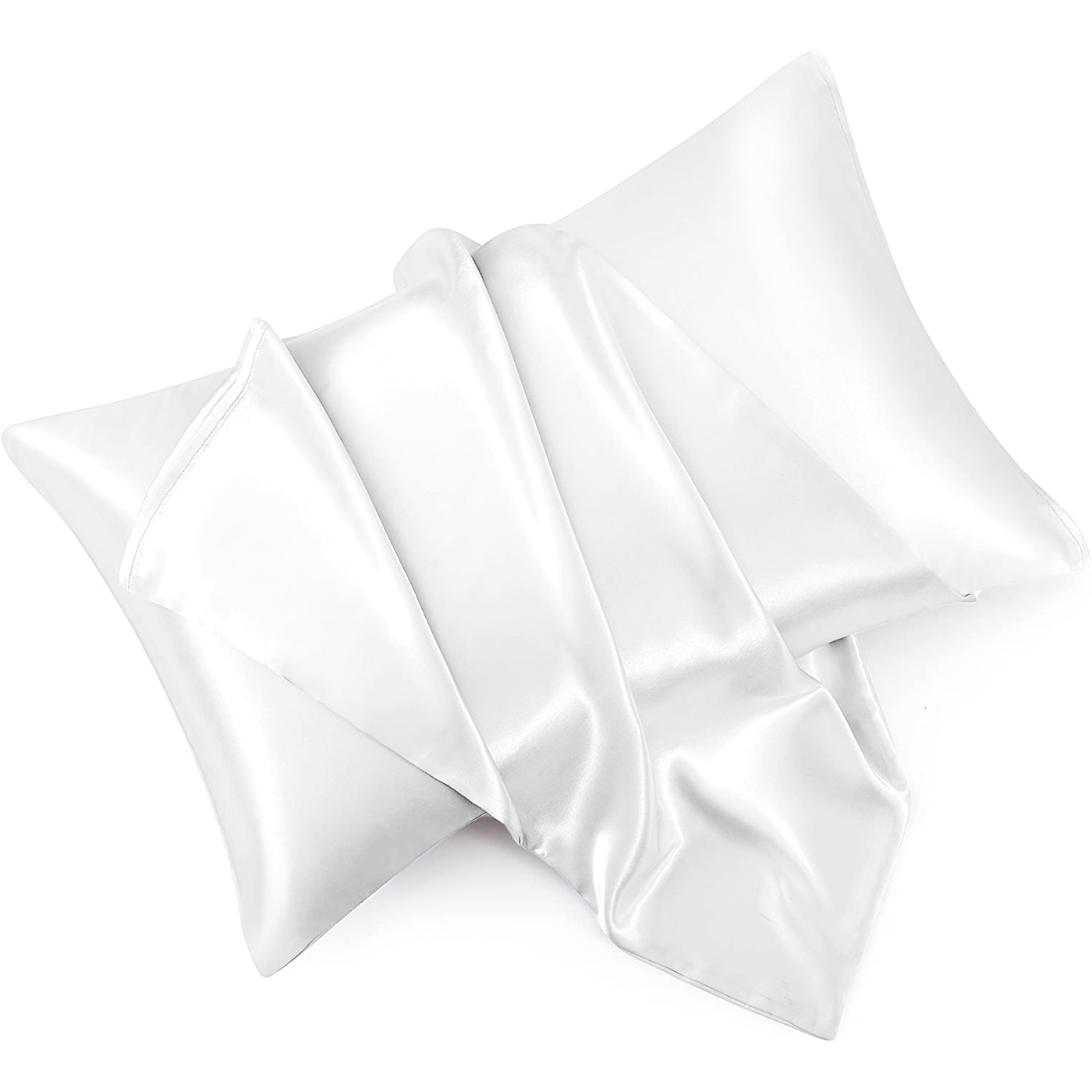 White Satin Silk Pillowcases Pair