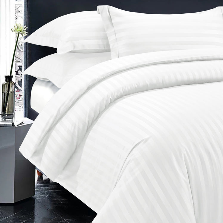 White Duvet Cover Striped Pattern Bedding Set