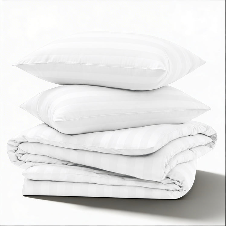 White Duvet Cover Striped Pattern Bedding Set