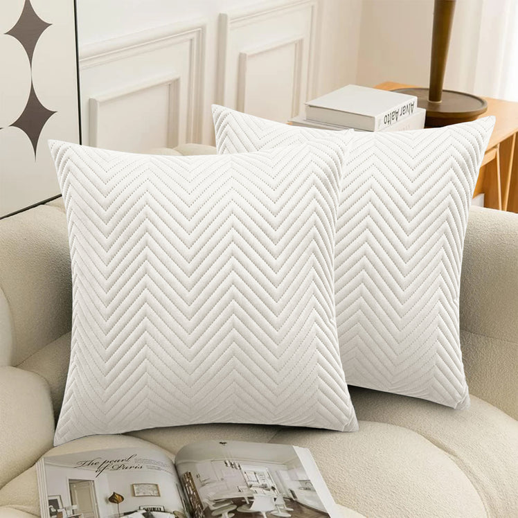 2 & 4 Pack Cushion Covers Chevron Design Velvet Fabric
