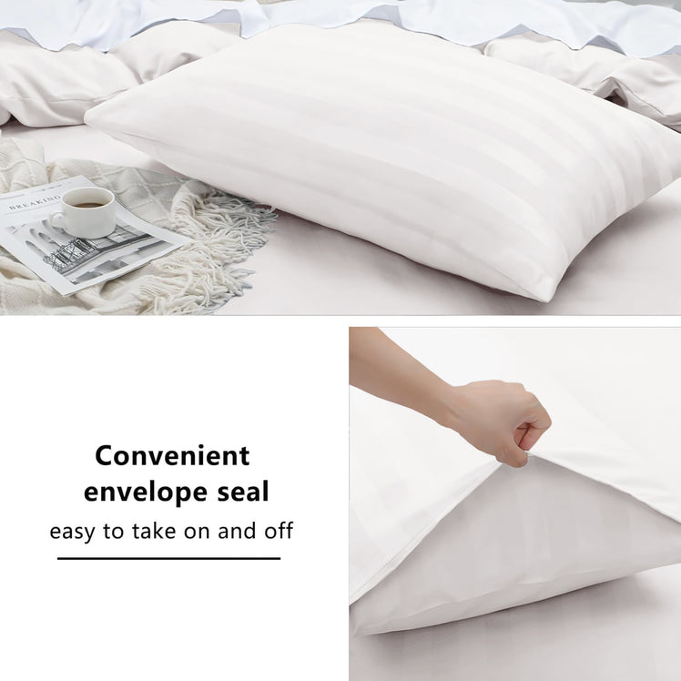 4 Piece Stripe Bedding Set - Duvet Cover, Fitted Sheet & Pillowcases