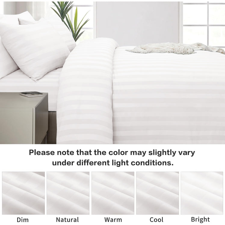 4 Piece Stripe Bedding Set - Duvet Cover, Fitted Sheet & Pillowcases