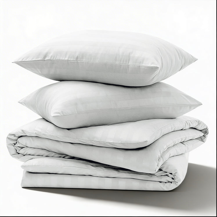 4 Piece Stripe Bedding Set - Duvet Cover, Fitted Sheet & Pillowcases