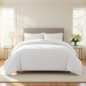 White Duvet Cover Striped Pattern Bedding Set