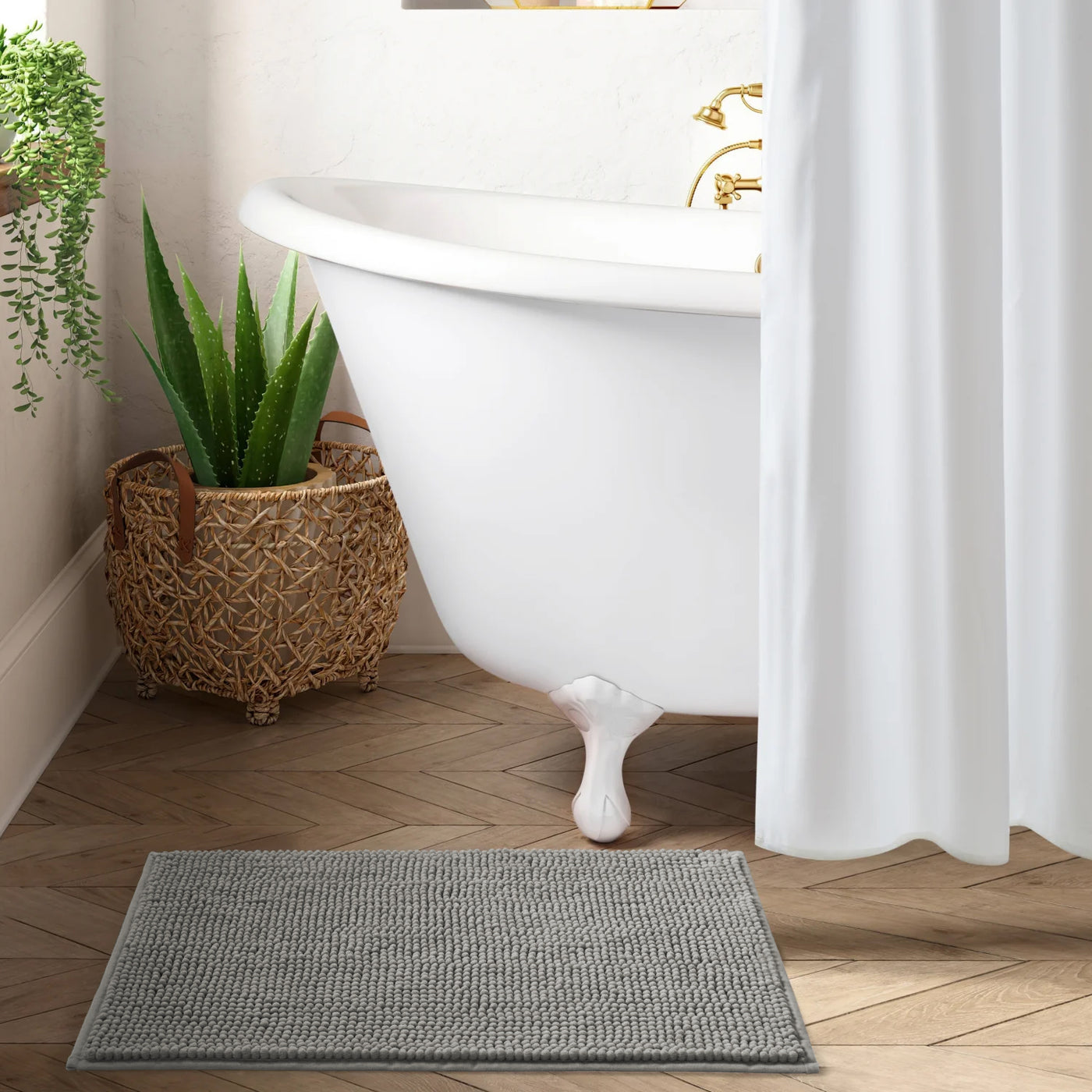 Silver Chenille Bath Mat