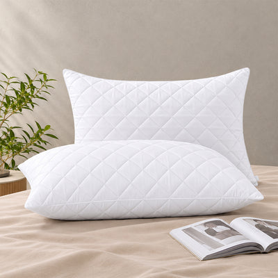 Deluxe Quilted Pillow White Pair