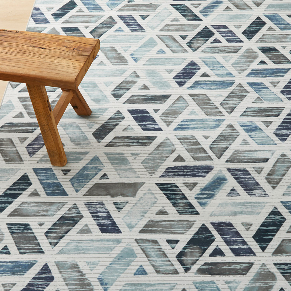 Machine Washable Rugs Tile Trellis Printed