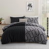 Grey & Black Duvet Cover Waves Printed