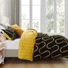 Black & Ochre Duvet Cover Waves Printed