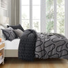 Grey & Black Duvet Cover Waves Printed