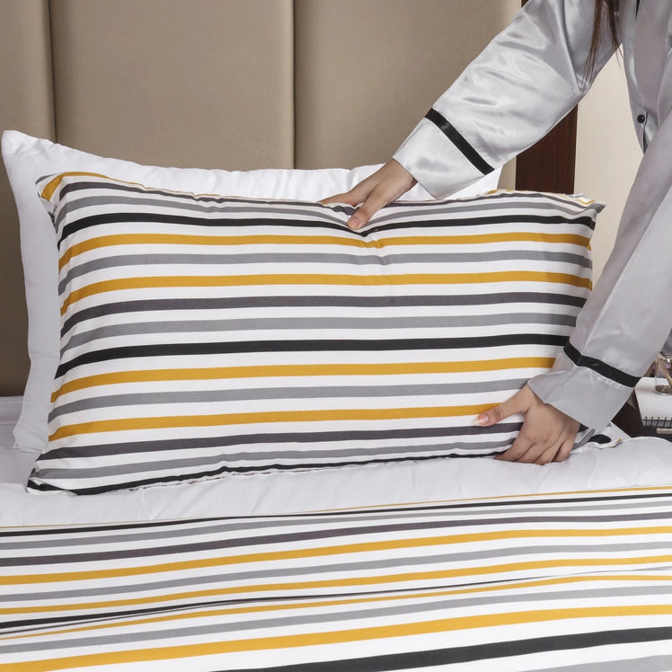 Ochre Stripe Printed Duvet Cover