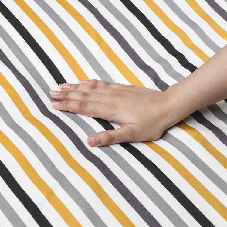 Ochre Stripe Printed Duvet Cover
