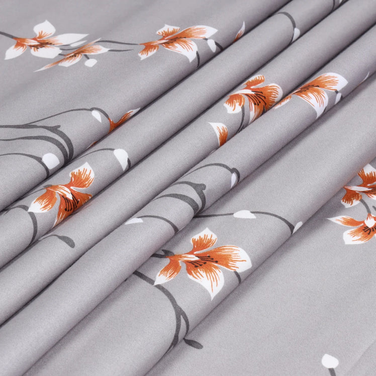 Rust Flower Printed Duvet Cover