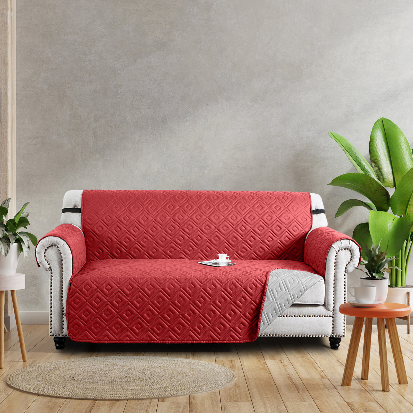 Sofa Covers 1/2/3 Seater Reversible Waterproof Burgundy/Beige